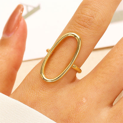 Stainless Steel 18K Gold Plated Gold Plated Casual Modern Style Streetwear Oval Hollow Out Open Rings