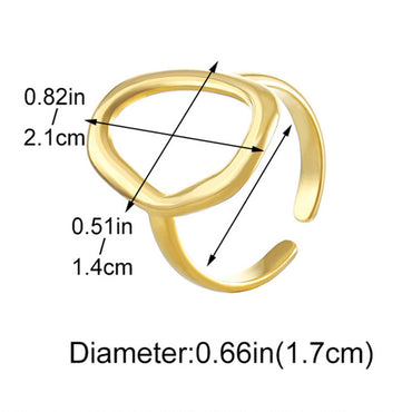 Stainless Steel 18K Gold Plated Gold Plated Casual Modern Style Streetwear Oval Hollow Out Open Rings