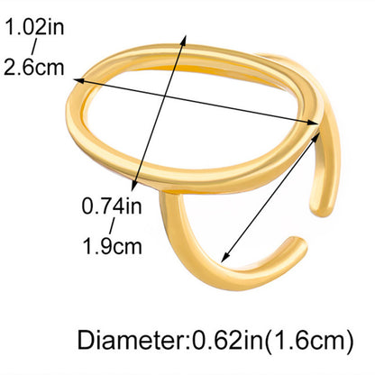 Stainless Steel 18K Gold Plated Gold Plated Casual Modern Style Streetwear Oval Hollow Out Open Rings