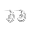 1 Piece Elegant Luxurious C Shape Inlay Stainless Steel Zircon Ear Studs