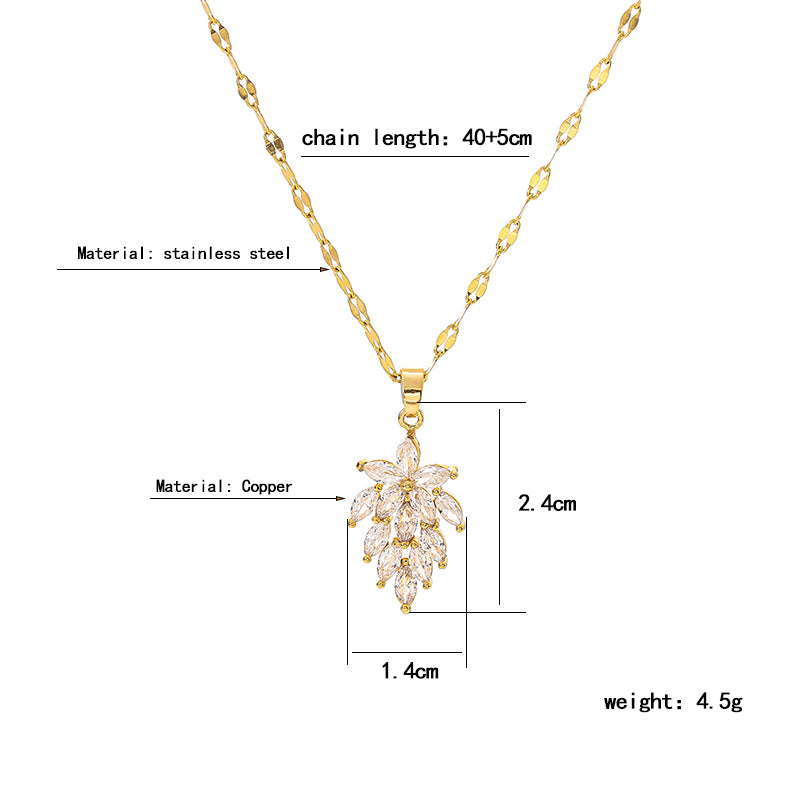 Titanium Steel Gold Plated Glam Luxurious Plating Inlay Solid Color Diamond Pendant Necklace