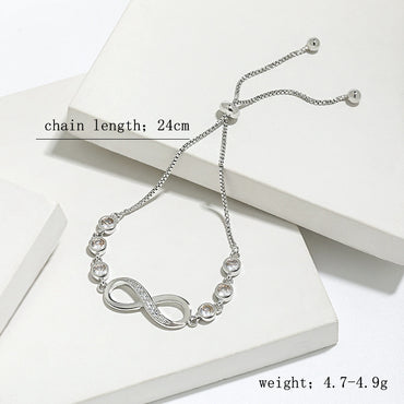 Sterling Silver Silver Plated Elegant Shiny Infinity Shell Inlay Shell Zircon Bracelets