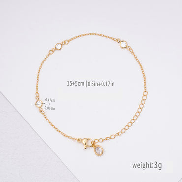 Copper White Gold Plated Gold Plated Simple Style Round Plating Inlay Zircon Bracelets