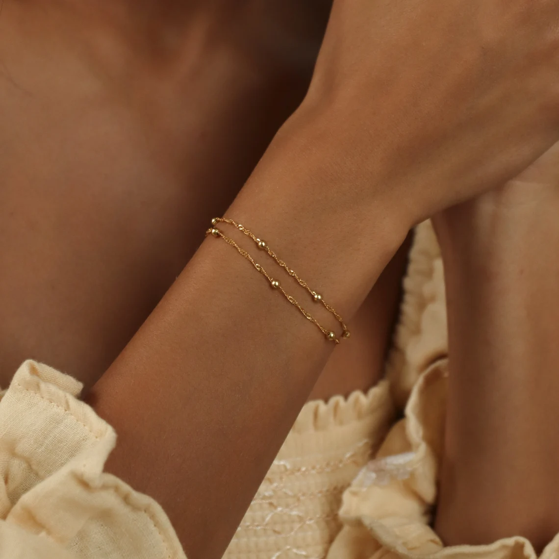 Copper Gold Plated Simple Style Round Bracelets