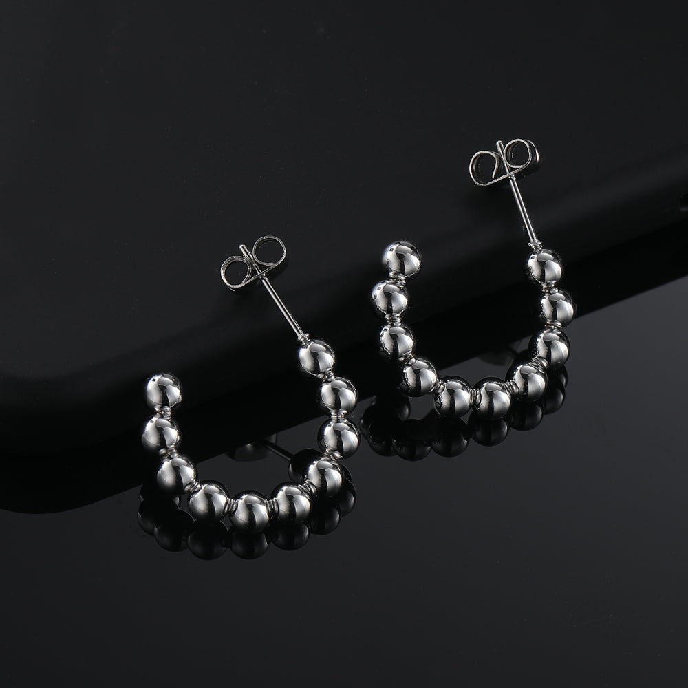 1 Pair Vintage Style Classic Style C Shape Polishing Stainless Steel Ear Studs