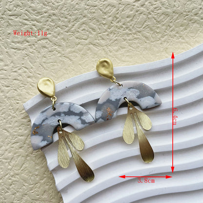 1 Pair Simple Style Leaf Plating Alloy Soft Clay 14K Gold Plated Dangling Earrings