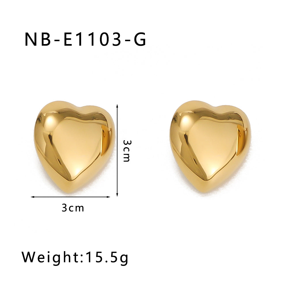 1 Pair IG Style Modern Style Simple Style Heart Shape Stainless Steel 18K Gold Plated Ear Studs