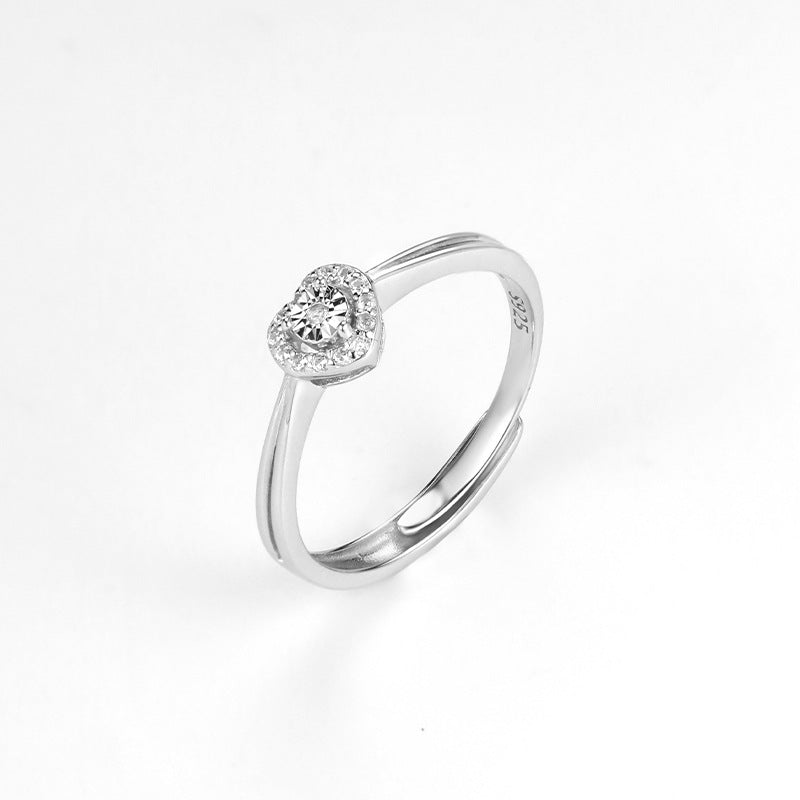 Sterling Silver Elegant Heart Shape Plating Open Rings