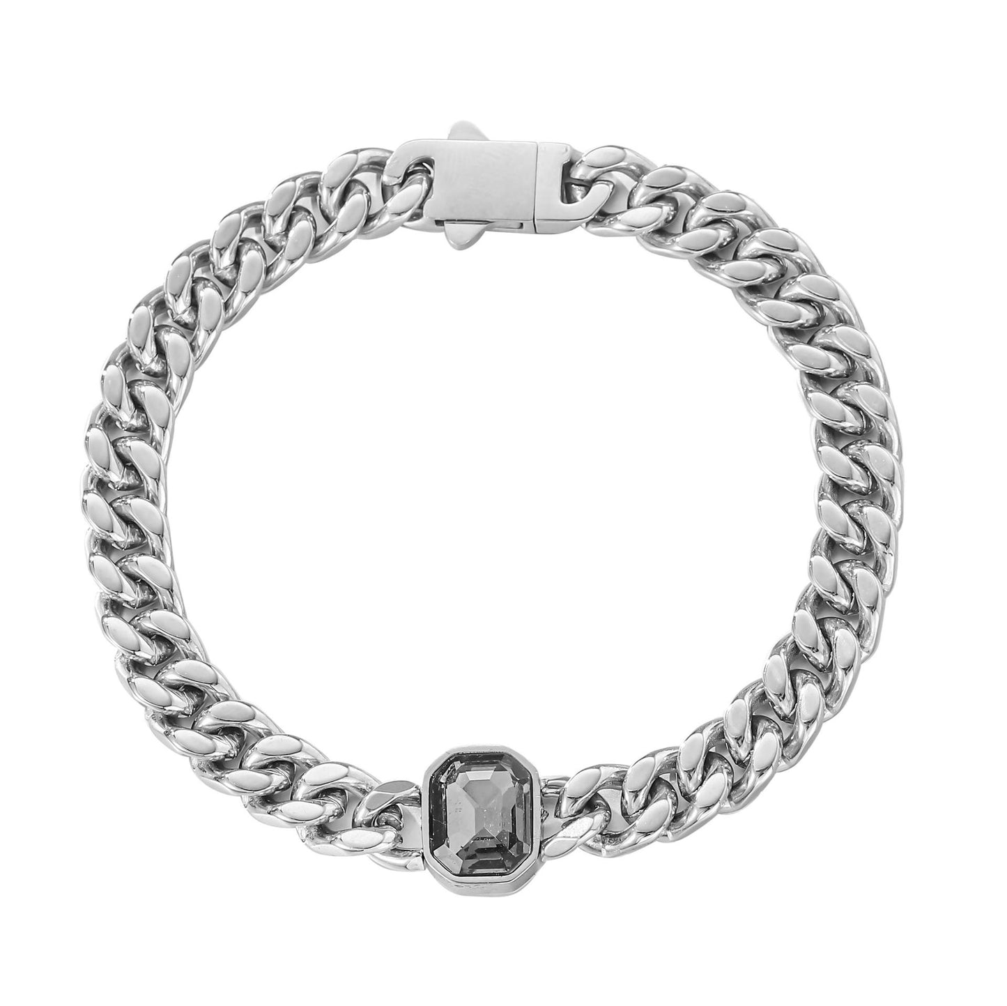 Titanium Steel Simple Style Geometric Polishing Inlay Zircon Bracelets Necklace