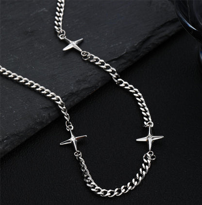 Titanium Steel Casual Simple Style Star Polishing Inlay Zircon Necklace