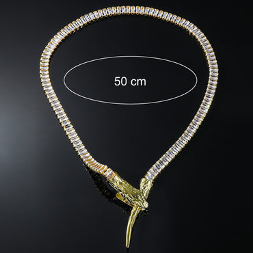 Copper Luxurious Shiny Snake Inlay Zircon Necklace