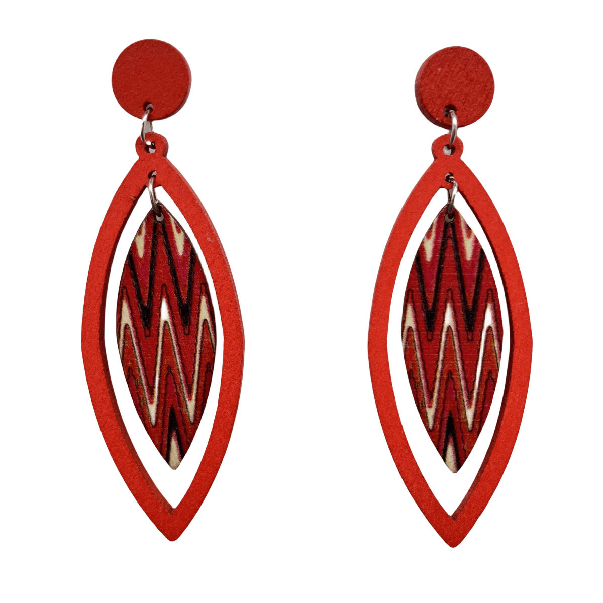 1 Pair Casual Retro Leaf Stoving Varnish Wood Drop Earrings