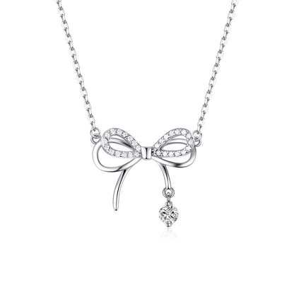 Sterling Silver Elegant Simple Style Bow Knot Plating Pendant Necklace