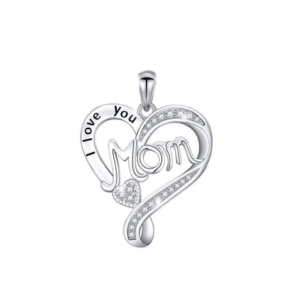 Sterling Silver IG Style Elegant Letter Heart Shape Plating Rhinestones Pendant Necklace