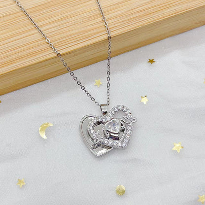 Titanium Steel Copper Elegant Simple Style Heart Shape Plating Pendant Necklace