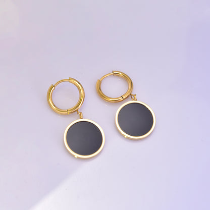 1 Pair Casual Simple Style Geometric Plating Inlay Titanium Steel Zircon 18K Gold Plated Drop Earrings