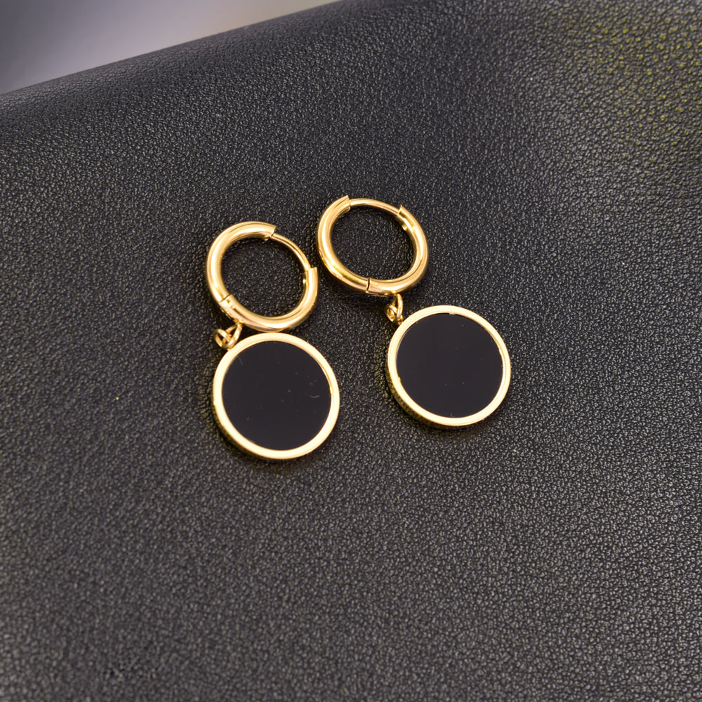 1 Pair Casual Simple Style Geometric Plating Inlay Titanium Steel Zircon 18K Gold Plated Drop Earrings