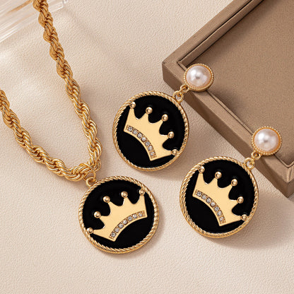 Simple Style Classic Style Commute Round Crown Alloy Inlay Rhinestones Pearl Women's Jewelry Set