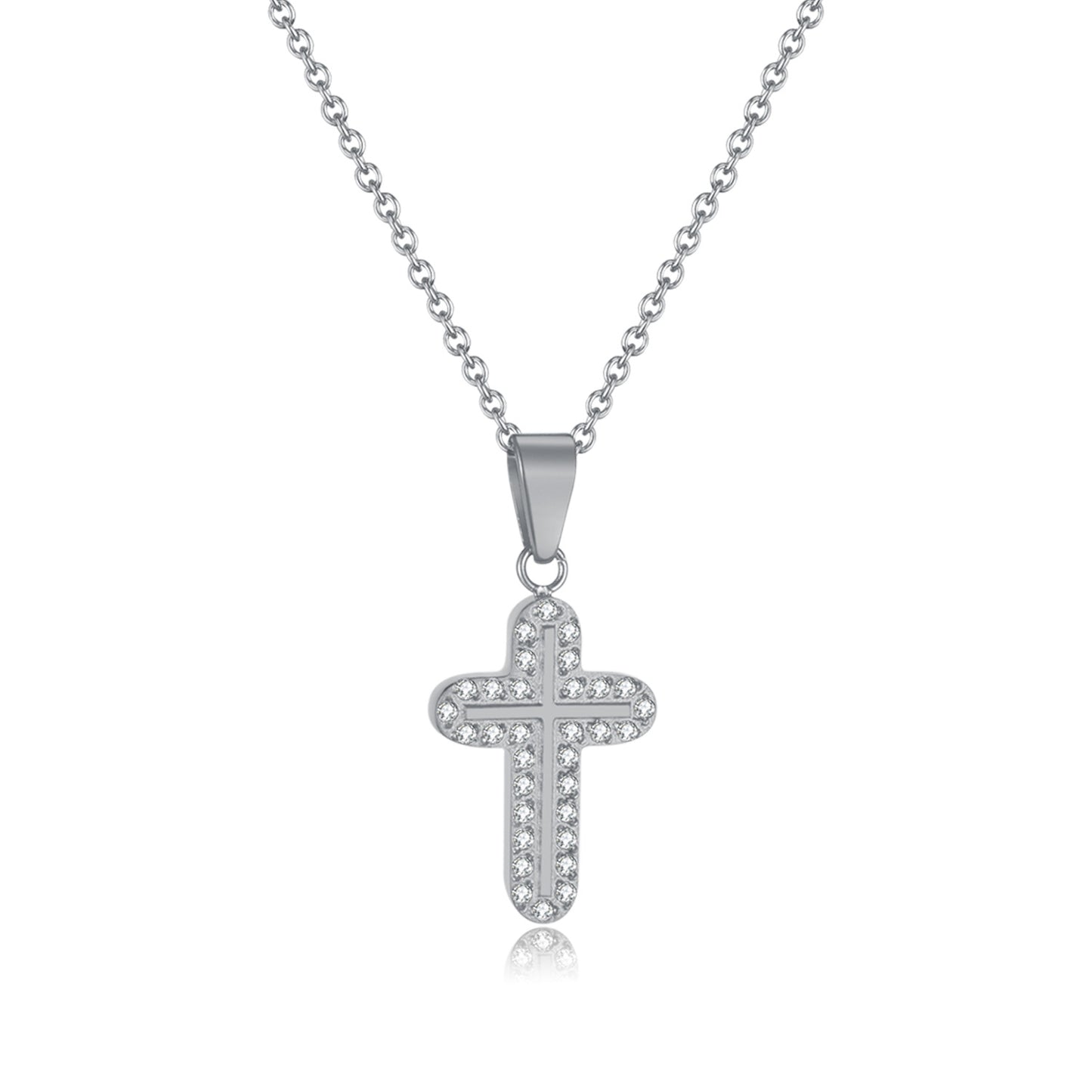 Titanium Steel Simple Style Cross Plating Inlay Zircon Pendant Necklace