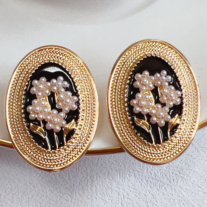 1 Pair Vintage Style Flower Plating Alloy Ear Studs