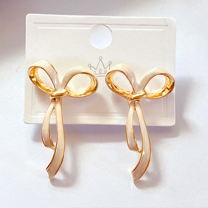 1 Pair Elegant Bow Knot Plating Alloy Ear Studs