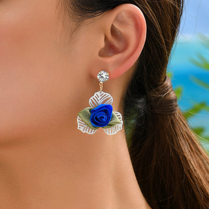 1 Pair Sweet Simple Style Flower Alloy Drop Earrings