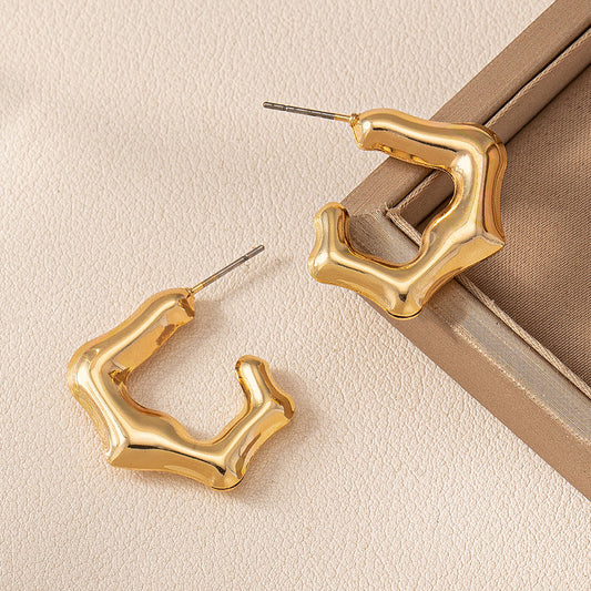 1 Pair Simple Style Geometric Plating Ferroalloy Ear Studs