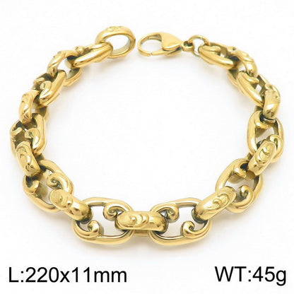 Casual Simple Style Solid Color Stainless Steel 18K Gold Plated Men's Bracelets