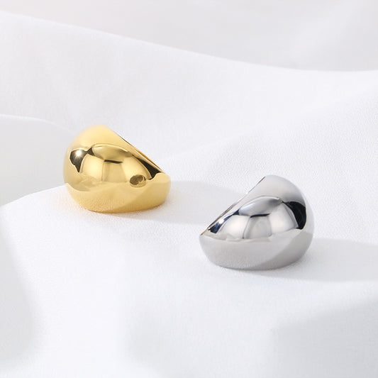 Stainless Steel 18K Gold Plated Simple Style Solid Color Rings
