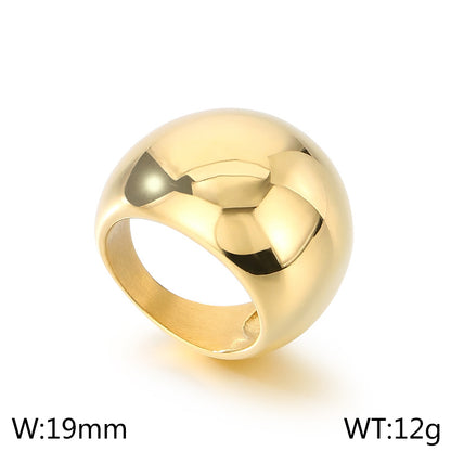 Stainless Steel 18K Gold Plated Simple Style Solid Color Rings