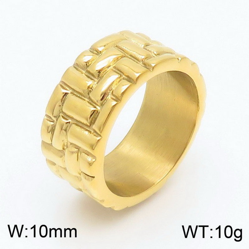 Stainless Steel 18K Gold Plated Simple Style Stripe Rings