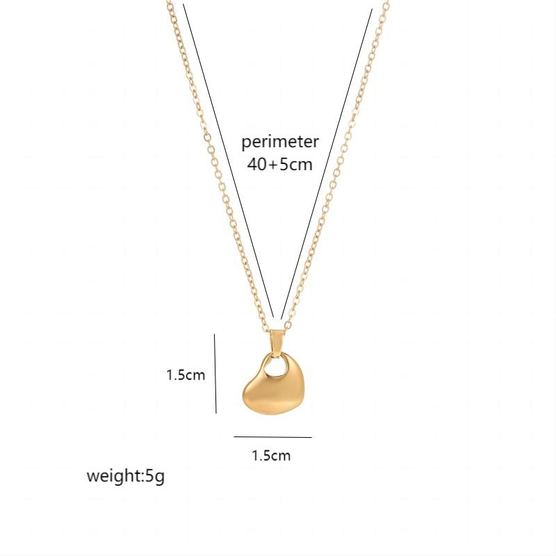 Stainless Steel 18K Gold Plated Elegant Simple Style Heart Shape Polishing Pendant Necklace