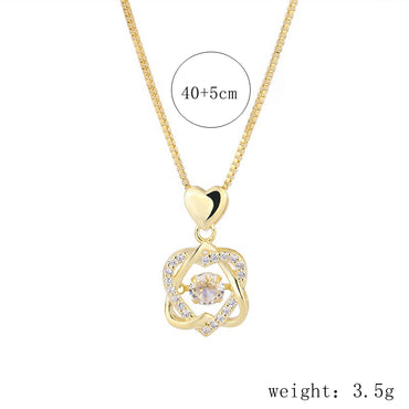 Sterling Silver Elegant Simple Style Heart Shape Zircon Pendant Necklace