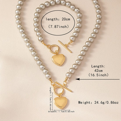 Casual Elegant Heart Shape Alloy Plastic Women's Jewelry Set