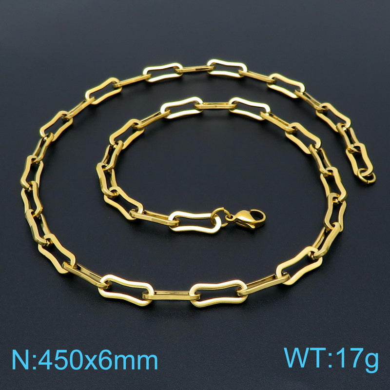 European And American 18k Gold Stainless Steel Rectangular Chain Necklace Bracelet Wholesale