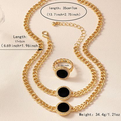 Simple Style Classic Style Geometric Ferroalloy Enamel Inlay Rhinestones Women's Jewelry Set
