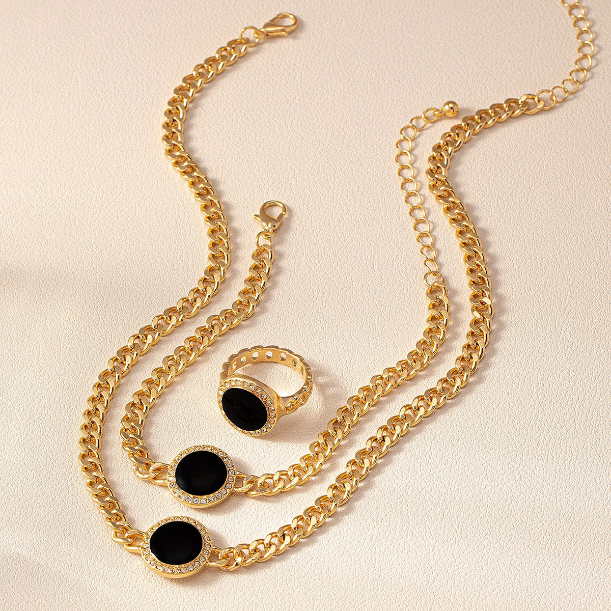 Simple Style Classic Style Geometric Ferroalloy Enamel Inlay Rhinestones Women's Jewelry Set