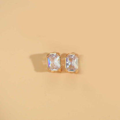 1 Pair Simple Style Square Inlay Copper Zircon 14K Gold Plated Earrings