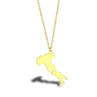 Stainless Steel 18K Gold Plated Casual Simple Style Map Heart Shape Pendant Necklace