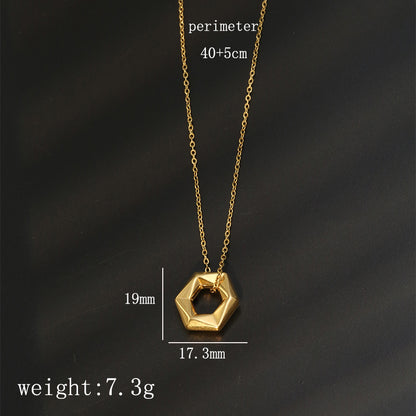 Stainless Steel 18K Gold Plated Simple Style Geometric Pendant Necklace