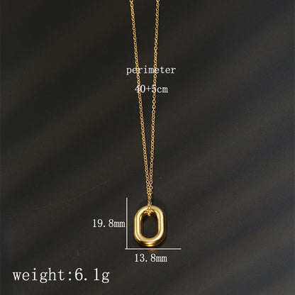 Stainless Steel 18K Gold Plated Simple Style Geometric Pendant Necklace