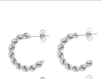 1 Pair Simple Style Geometric Solid Color Plating Stainless Steel Hoop Earrings