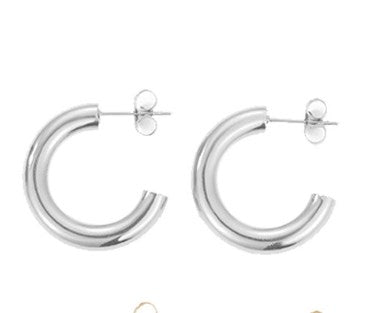 1 Pair Simple Style Geometric Solid Color Plating Stainless Steel Hoop Earrings