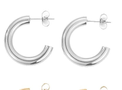 1 Pair Simple Style Geometric Solid Color Plating Stainless Steel Hoop Earrings