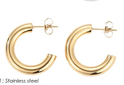 1 Pair Simple Style Geometric Solid Color Plating Stainless Steel Hoop Earrings