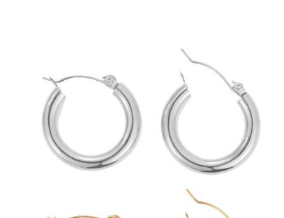 1 Pair Simple Style Geometric Solid Color Plating Stainless Steel Hoop Earrings