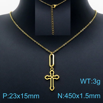 Fashion Long Cross Necklace Earrings Clavicle Chain Jewelry Set