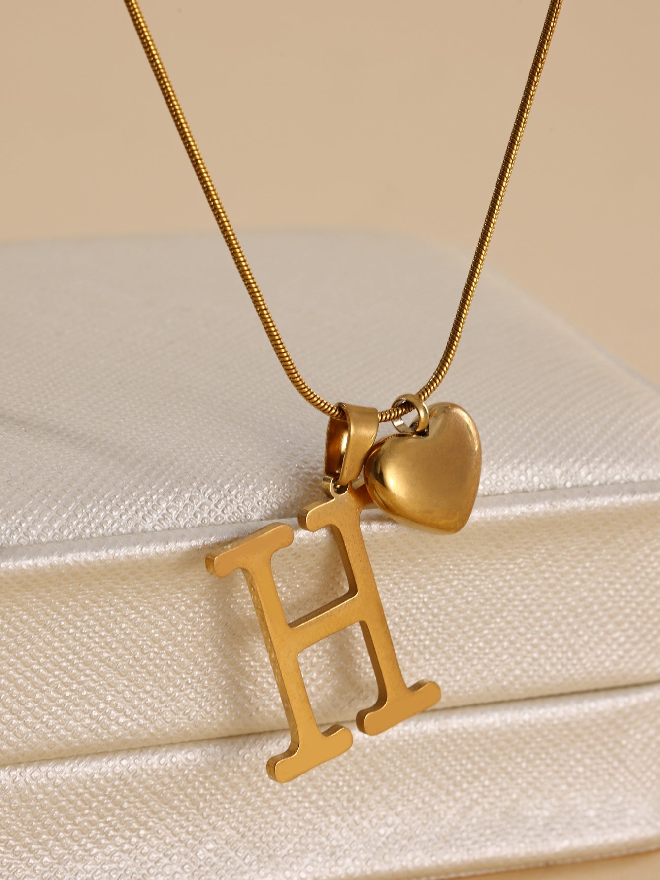 Stainless Steel Copper 18K Gold Plated IG Style Letter Heart Shape Pendant Necklace