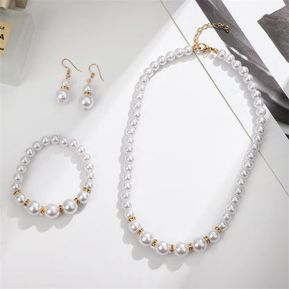 Vacation Round Imitation Pearl Beaded Women's Jewelry Set