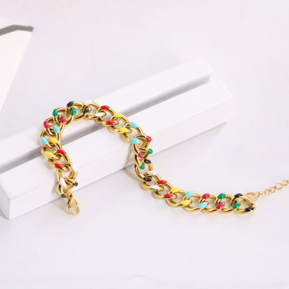 Titanium Steel Simple Style Color Block Enamel Bracelets